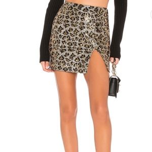 Revolve Superdown Travie Sequin Mini Leopard Skirt - XXS